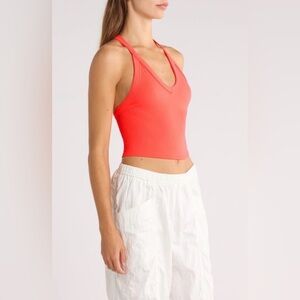 Free People Movement Neon Coral All Clear Crop Racer Back Tank | Size XL